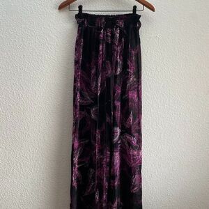 London Jean Lightweight Floral Sheer Beach Pants Lounge Size 6 100% Polyester